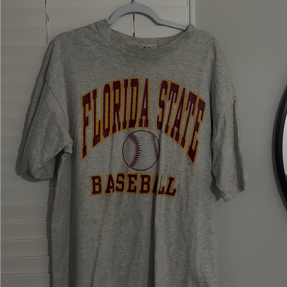 VINTAGE LIGHT HEATHER GRAY FLORIDA STATE BASEBALL T-SHIRT XL